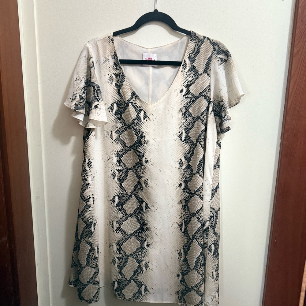 Buddy Love Snake Print Flutter Sleeve Mini Dress